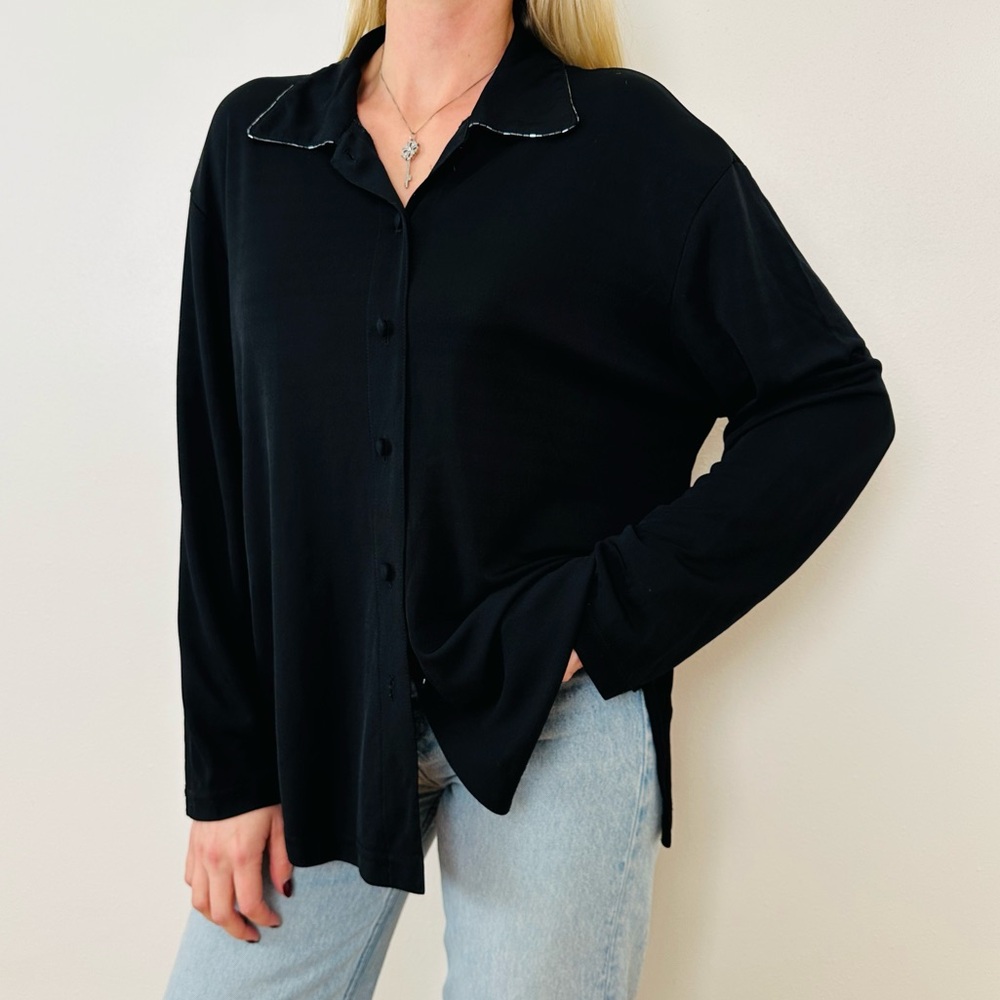 Vintage CLIO rhinestone collar button down shirt